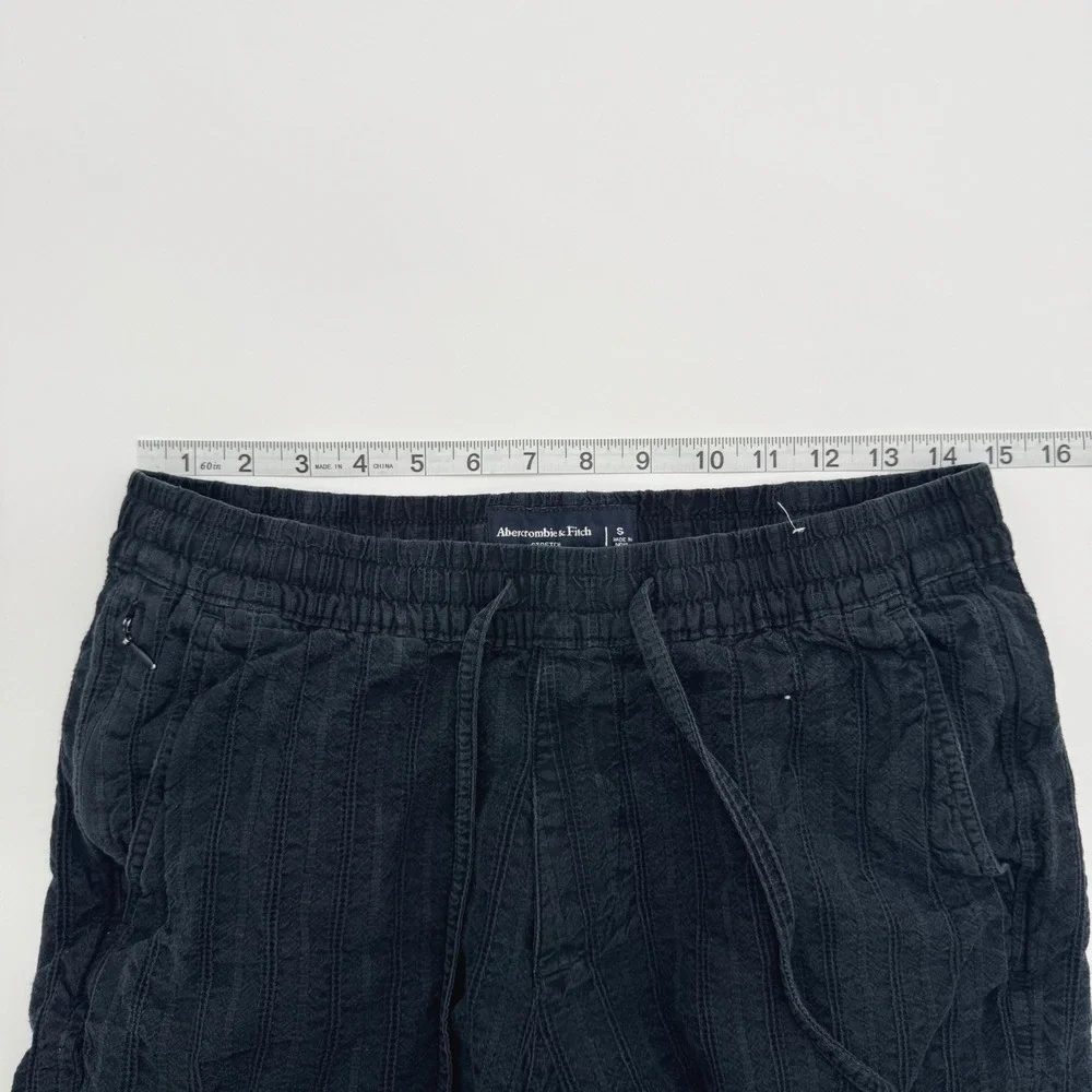 Abercrombie & Fitch Mens Faded Black Stretch Textured Pull On Shorts Small 5in